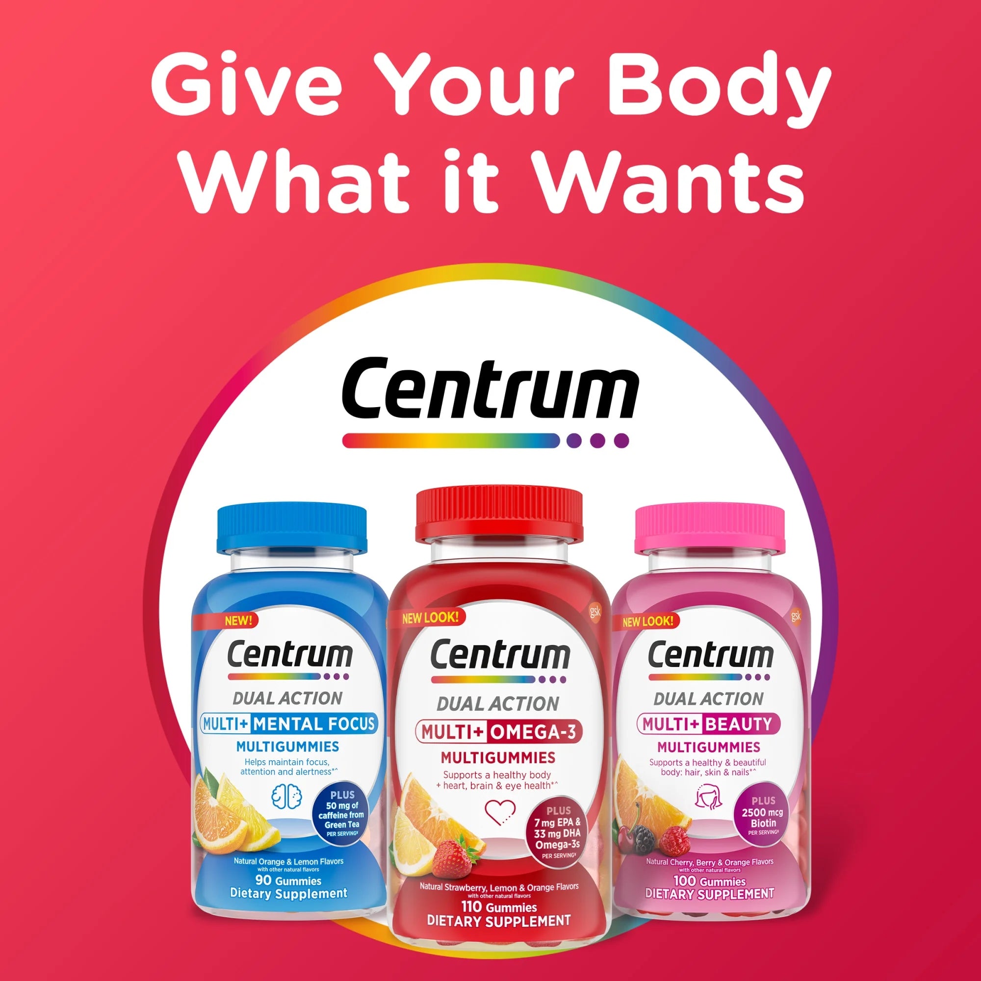 Centrum Multigummies Adult Gummy Vitamins, Multivitamin With Vitamin B, C & E, Assorted Fruit, 110 Count