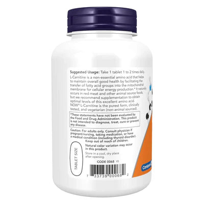 NOW Foods L-Carnitine 1000 mg 100 Tablets