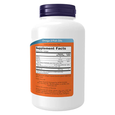 NOW Foods Cod Liver Oil 650 mg 250 Softgels