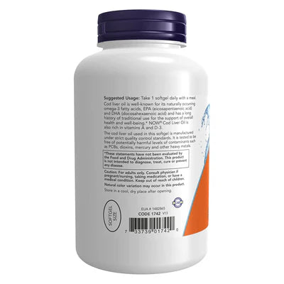 NOW Foods Cod Liver Oil 650 mg 250 Softgels