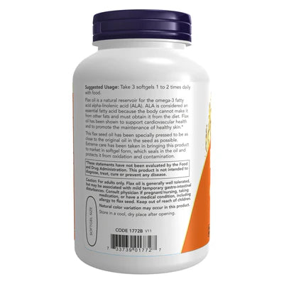 NOW Foods Flax Oil 1000 mg 250 Softgels