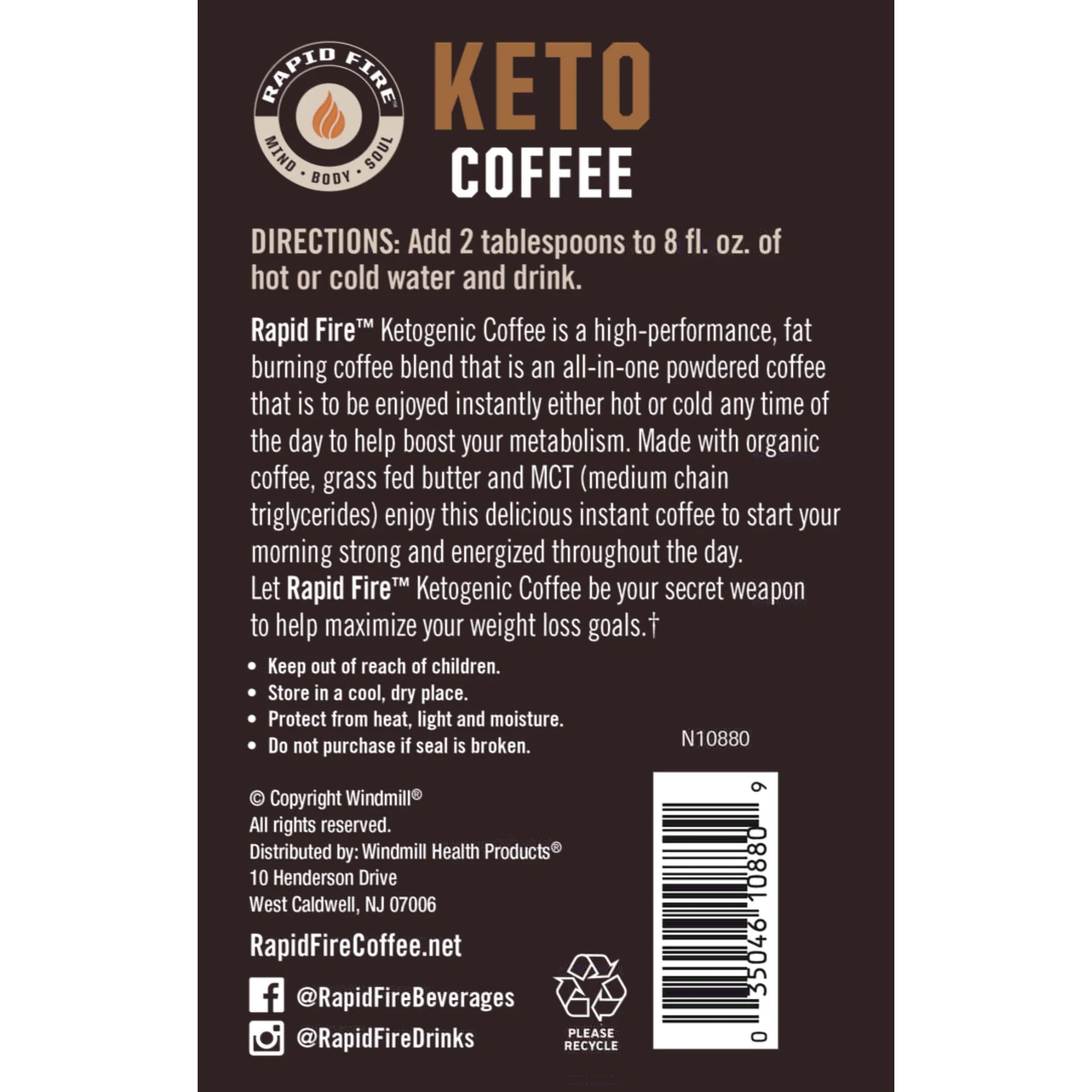 Rapid Fire Ketogenic Coffee Canister (Caramel Macchiato) 7.93OZ 15 Servings