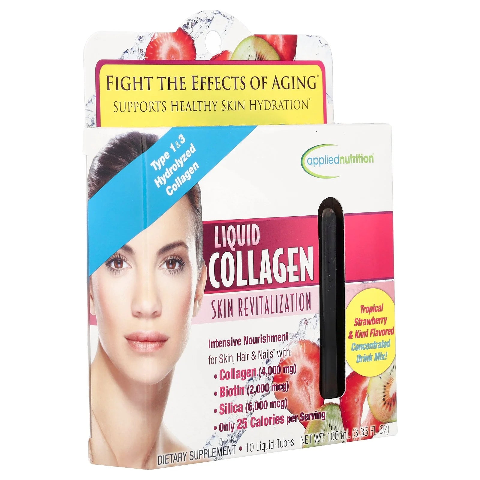 Applied Nutrition Collagen Skin Revitalization Liquid, Strawberry and Kiwi, 10 mL