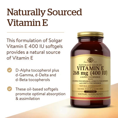 Solgar Vitamin E 268 mg (400 IU) Mixed Softgels (d-Alpha Tocopherol & Mixed Tocopherols) 250 Softgels
