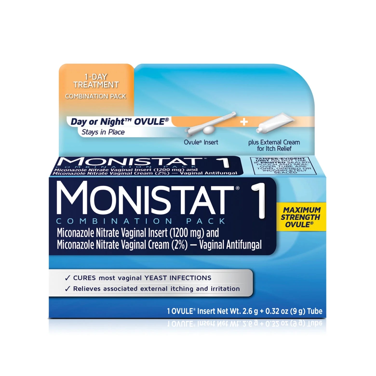Monistat 1 Day Yeast Infection Treatment, Miconazole Ovule Insert & External Anti-Itch Cream