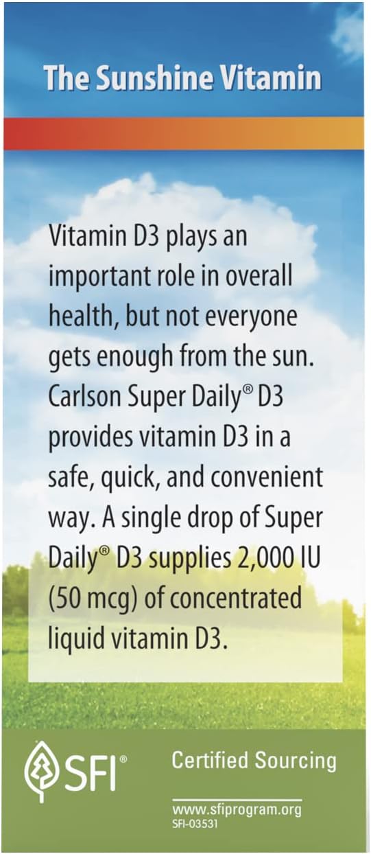 Carlson, Super Daily® D3, 50 mcg (2,000 IU), 0.35 fl oz (10.3 ml)