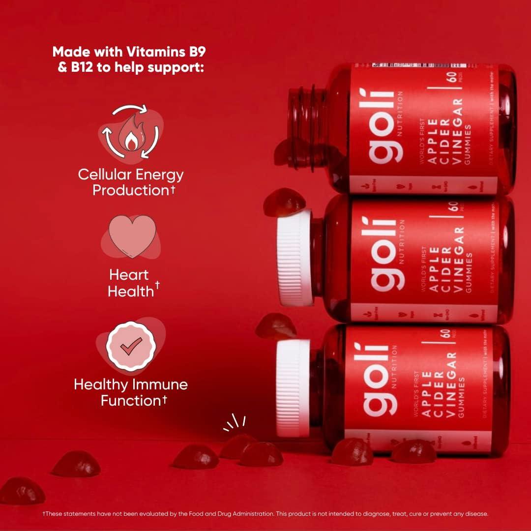 Goli Nutrition, Apple Cider Vinegar Gummies, 60 Gummies (3 Pack)