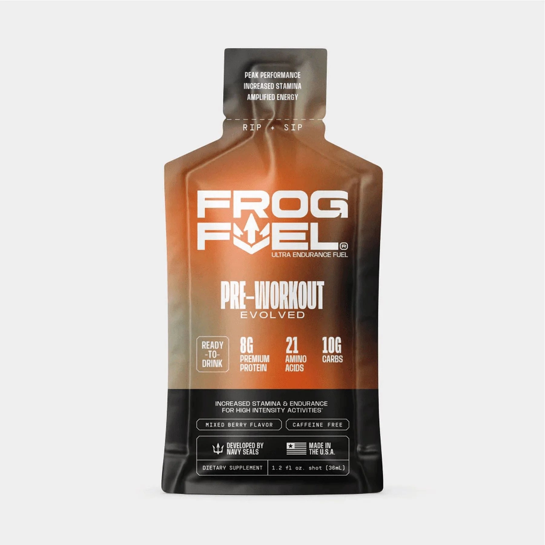 Frog Fuel Ultra Pre Workout Shot & Energy Gel, Berry, 1.2 oz Packets, 24 Pack