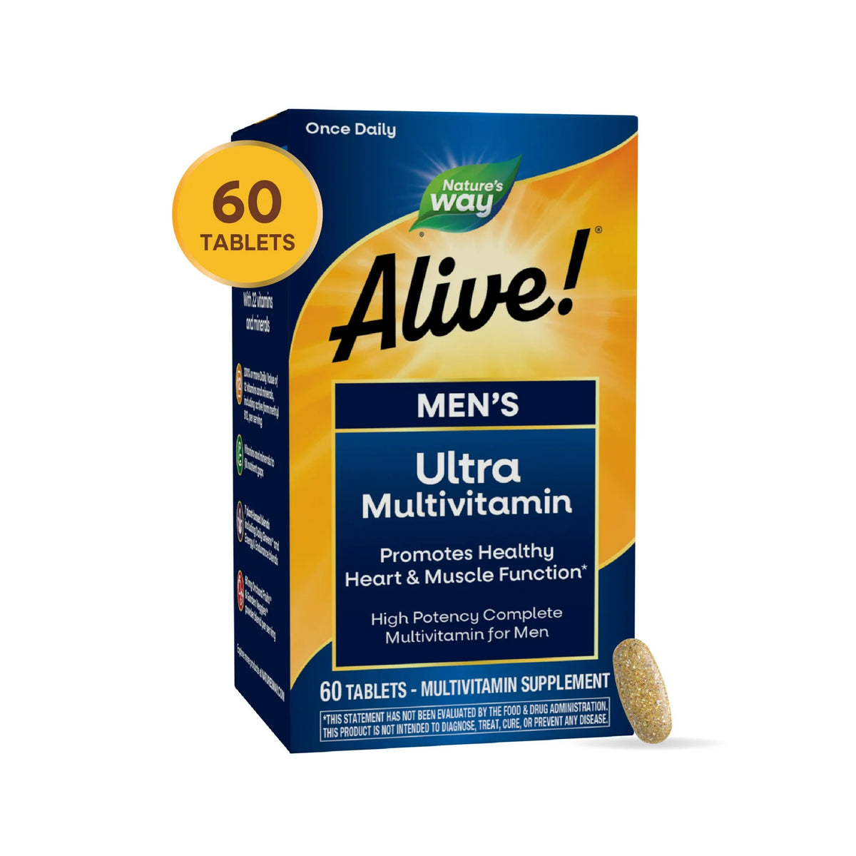 Nature’s Way Alive! Men’s Ultra Potency Complete Multivitamin, B-Vitamins, 60 Tablets
