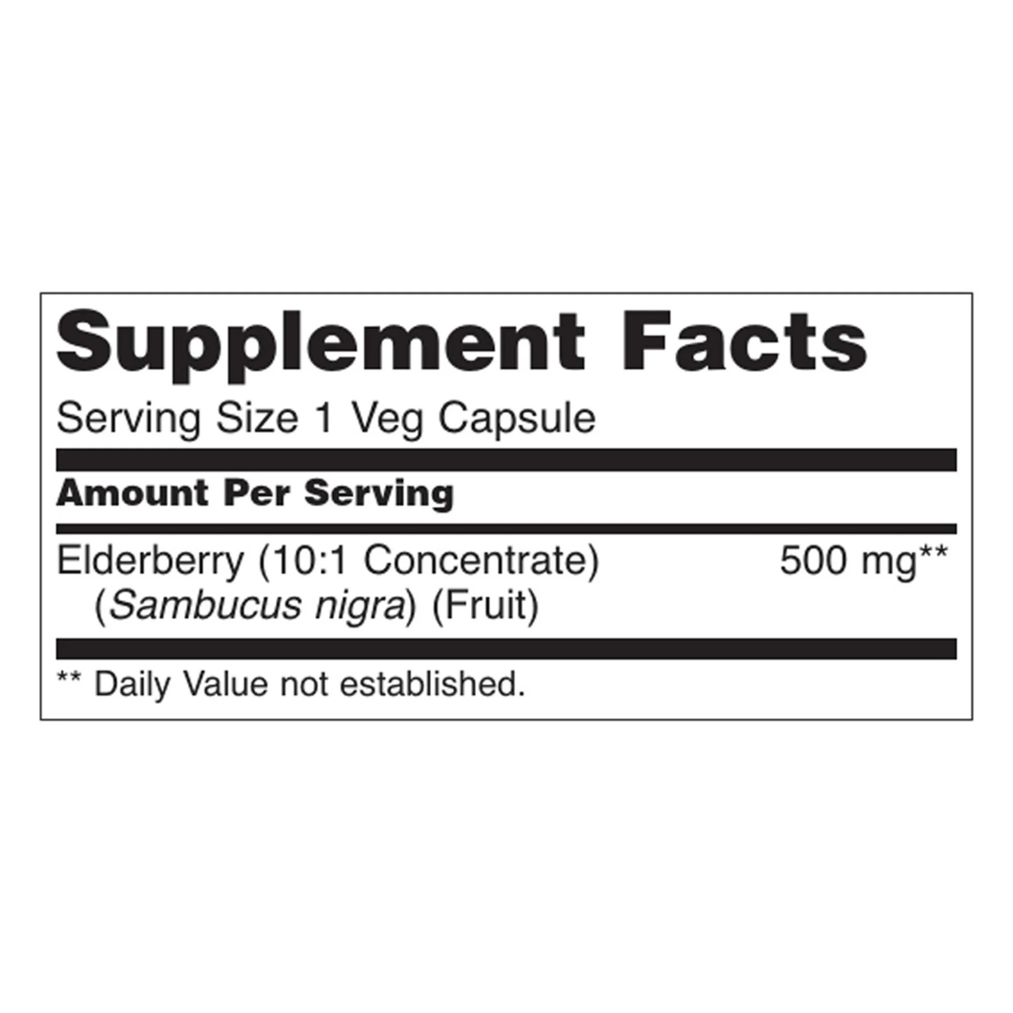 NOW Foods, Elderberry, 500 mg, 60 Veg Capsules