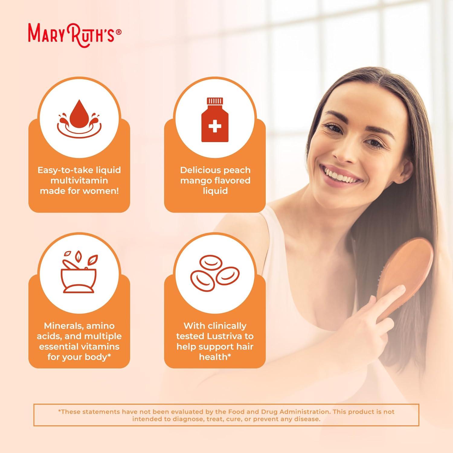 MaryRuth's, Liquid Morning Multivitamin + Hair Growth , Peach Mango, 30 fl oz (887 ml)