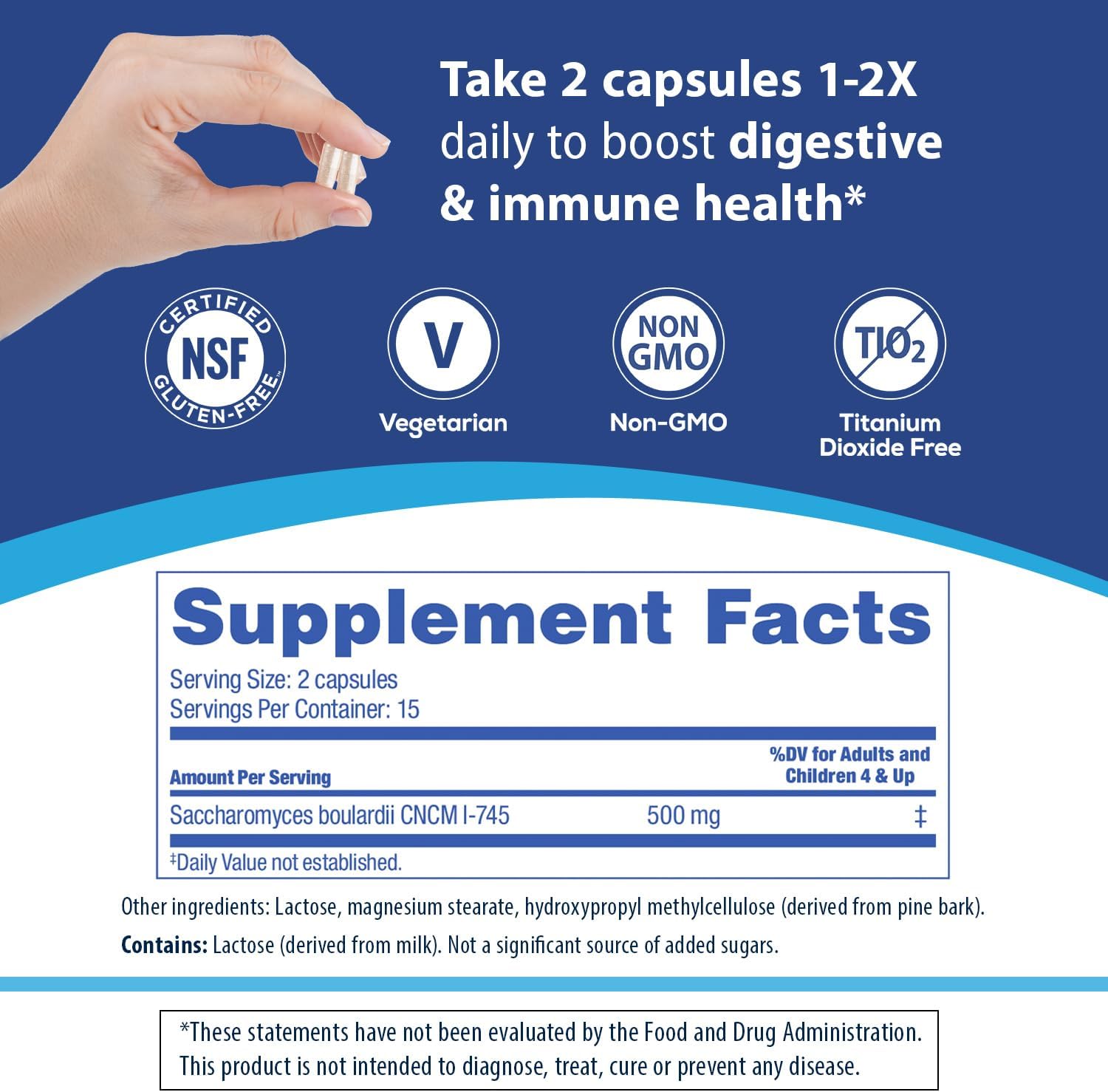 Florastor Probiotics for Digestive and Immune Health, 30 Capsules, Probiotics for Women & Men