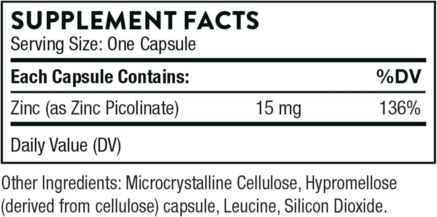 Thorne, Zinc Picolinate, 15 mg, 60 Capsules