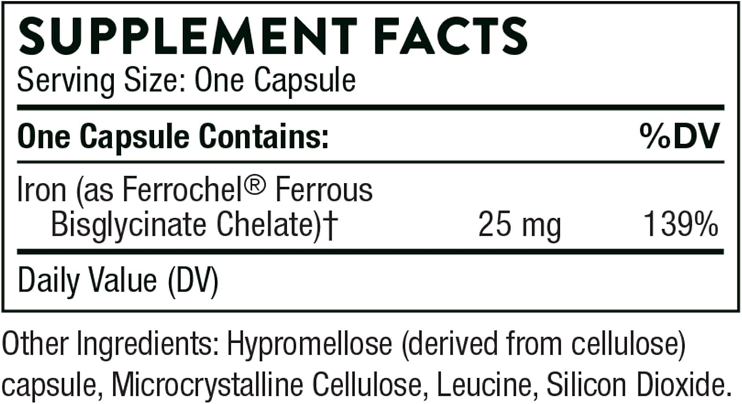 Thorne, Iron Bisglycinate, 60 Capsules