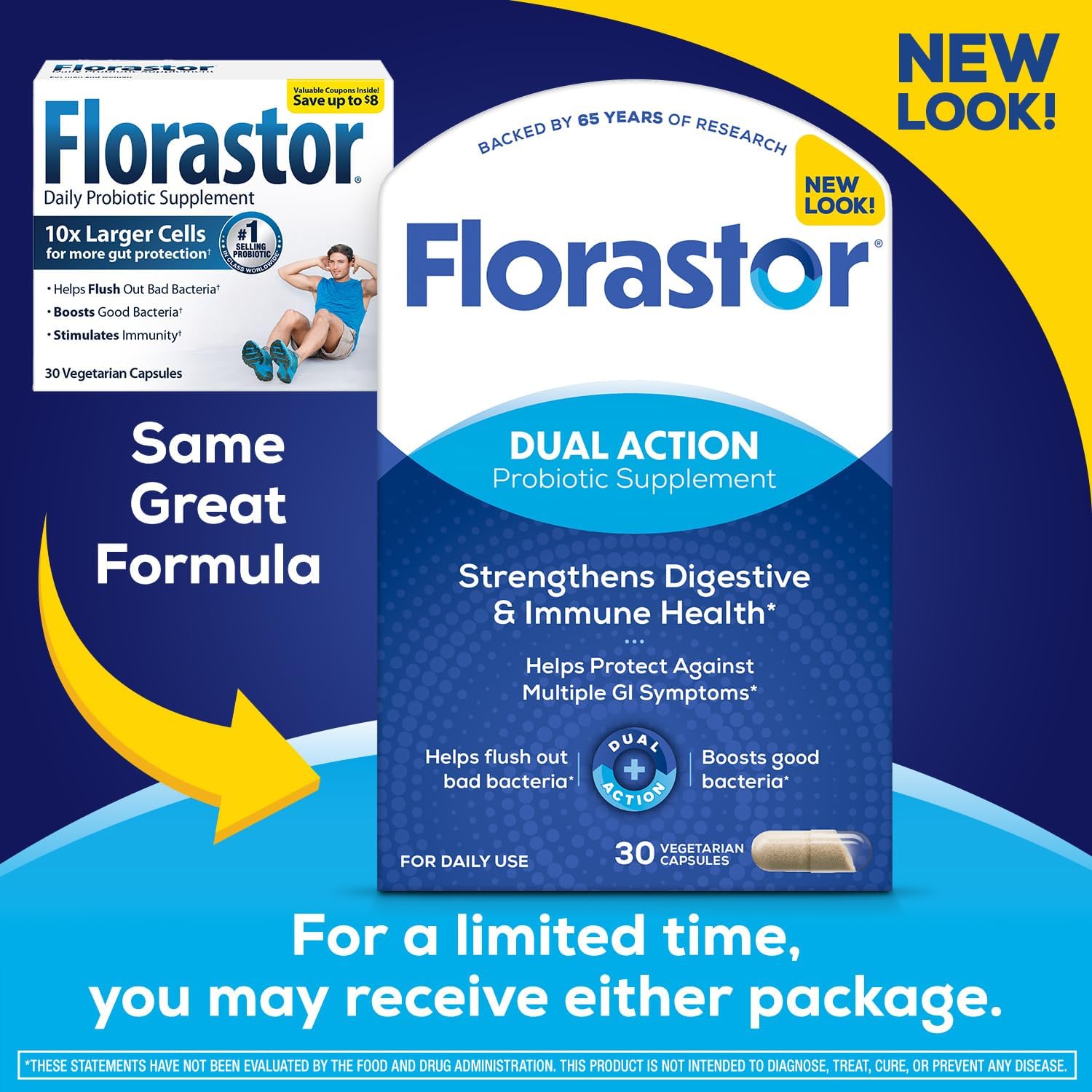Florastor Probiotics for Digestive and Immune Health, 30 Capsules, Probiotics for Women & Men