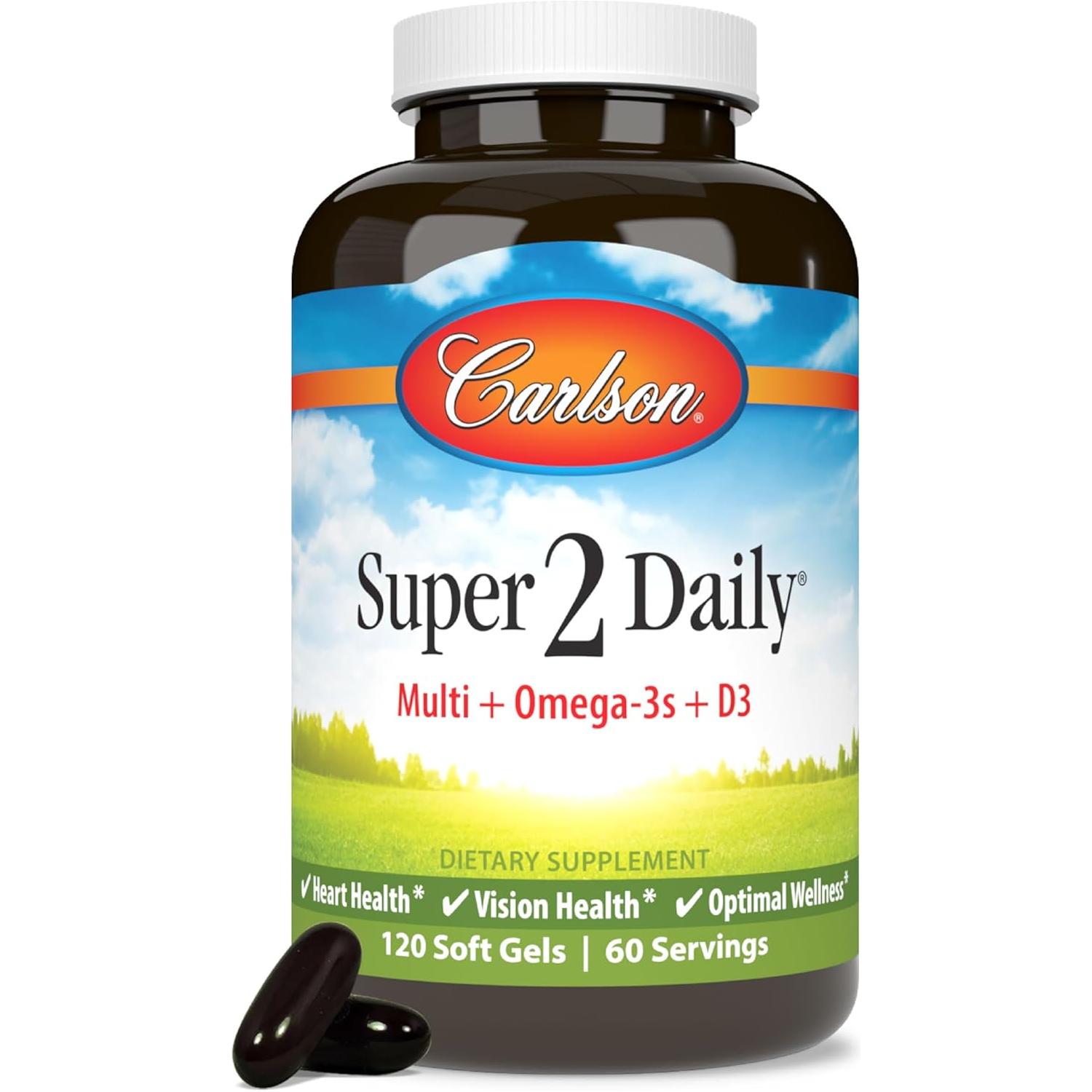 Carlson Super 2 Daily Vitamins and Minerals - 120 Softgels