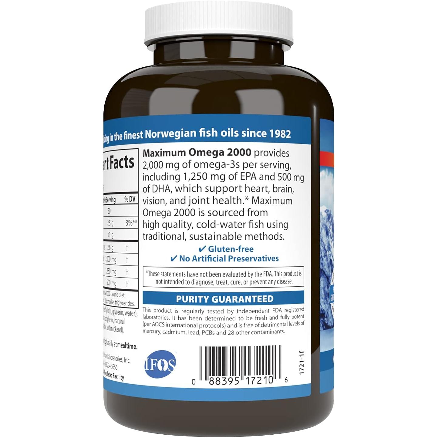 Carlson - Maximum Omega 2000 mg Omega-3 Fatty Acids Lemon - 90 Softgels