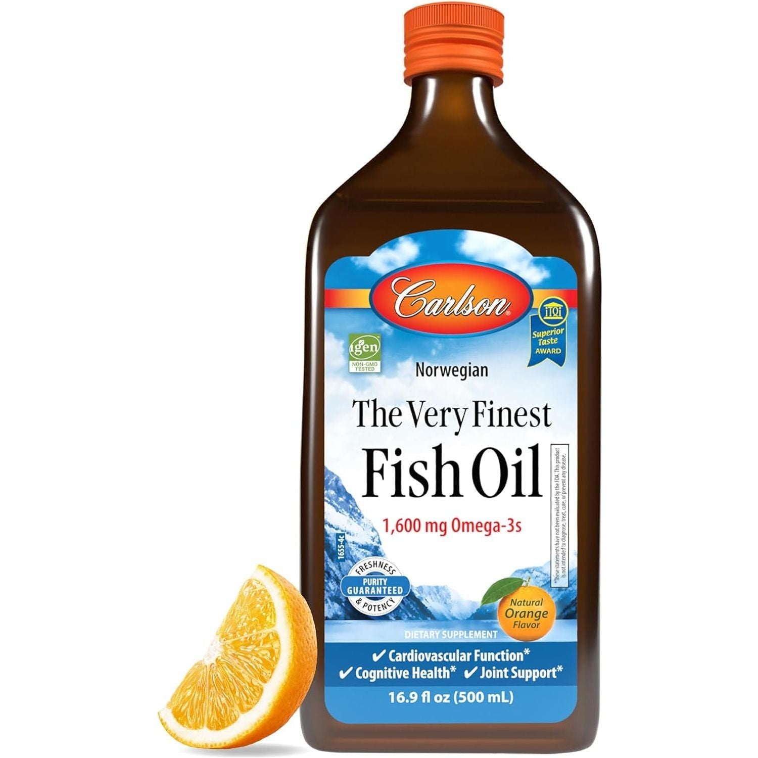Carlson, Norwegian, The Very Finest Fish Oil, Natural Orange , 1,600 mg, 16.9 fl oz (500 ml)