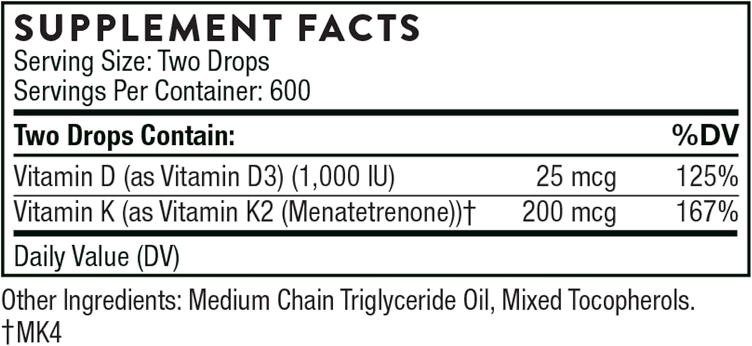 Thorne, Vitamin D/K2, 1 fl oz (30 ml)