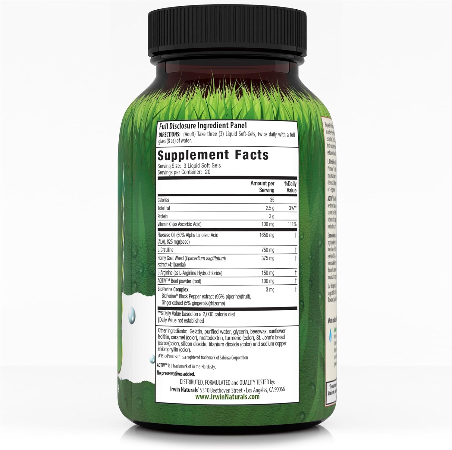 Irwin Naturals, L-Citrulline + L-Arginine, Booster for Men, 60 Liquid Soft-Gels