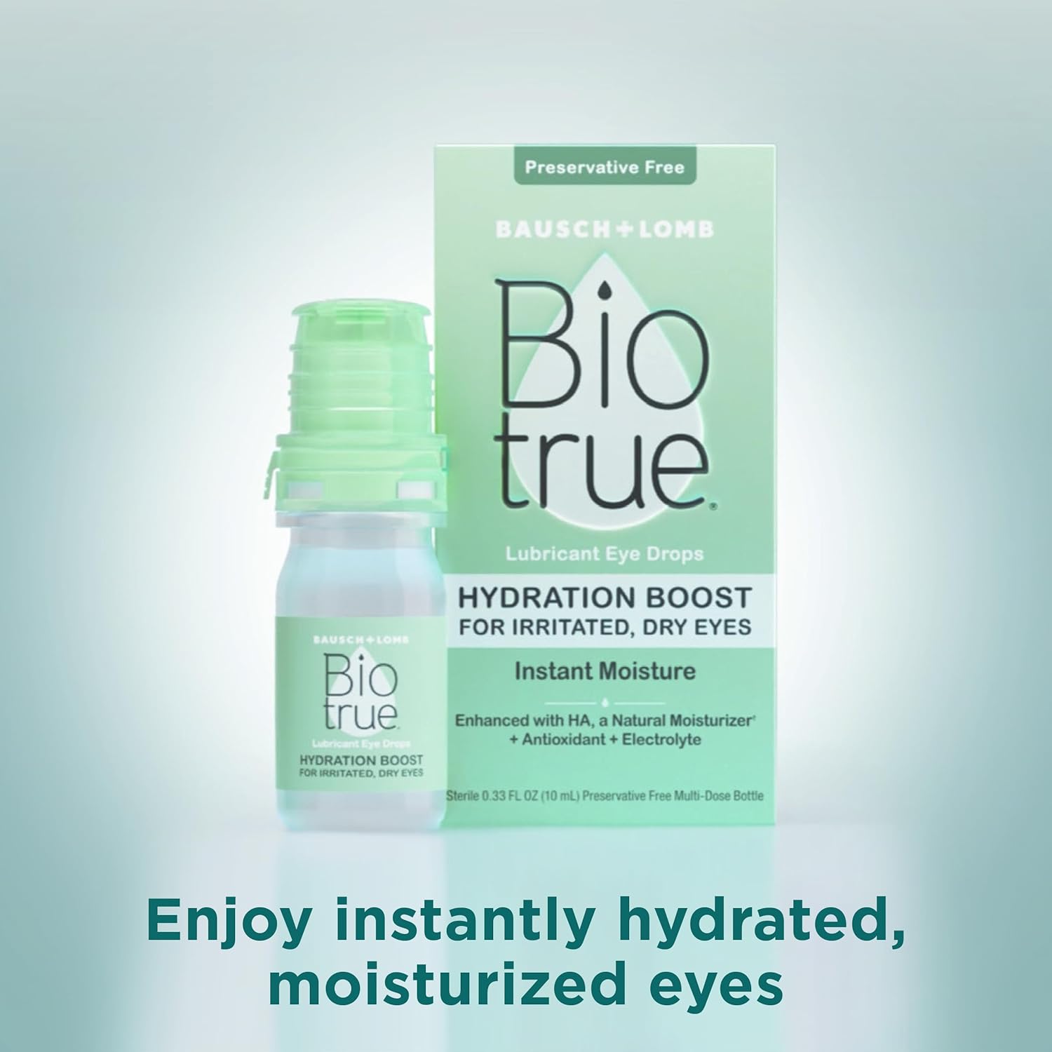 Biotrue Hydration Boost Eye Drops for Irritated and Dry Eyes, 0.33 FL OZ (10 mL), Pack of 2