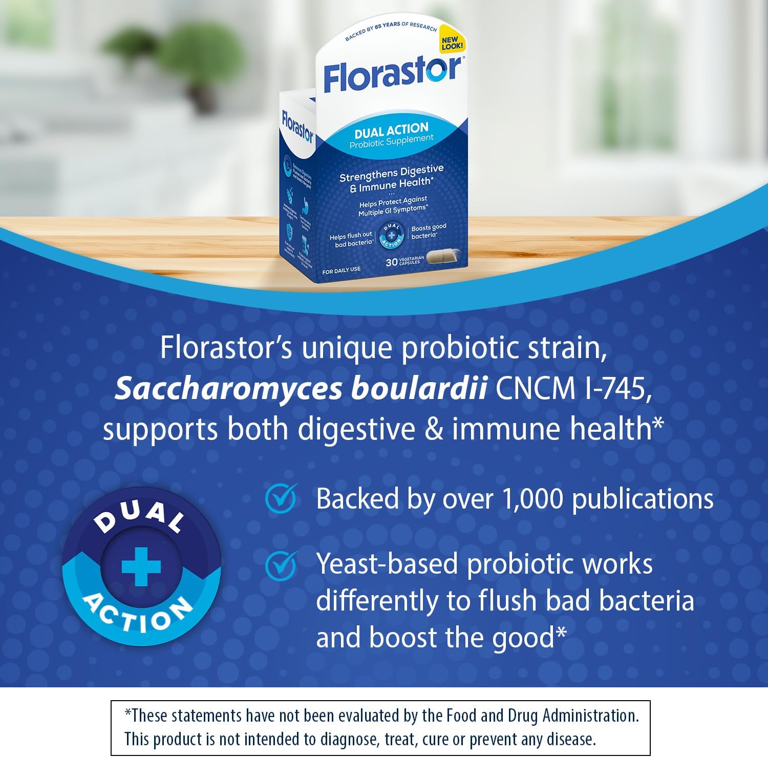 Florastor Probiotics for Digestive and Immune Health, 30 Capsules, Probiotics for Women & Men