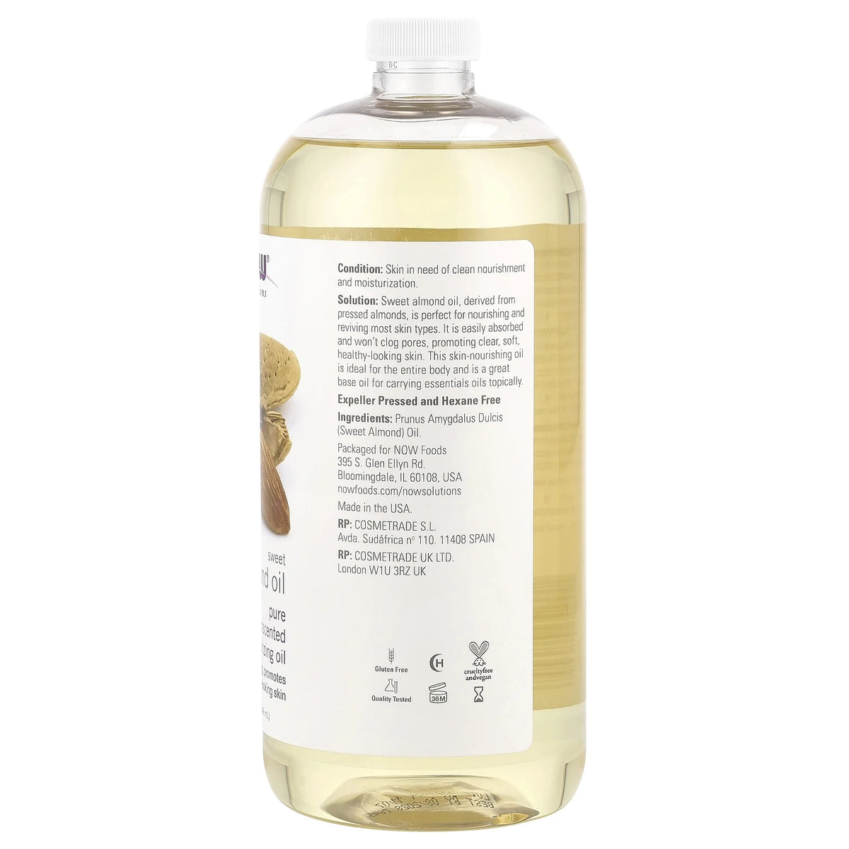 Now Foods Solutions Sweet Almond Oil 32 fl oz Oil