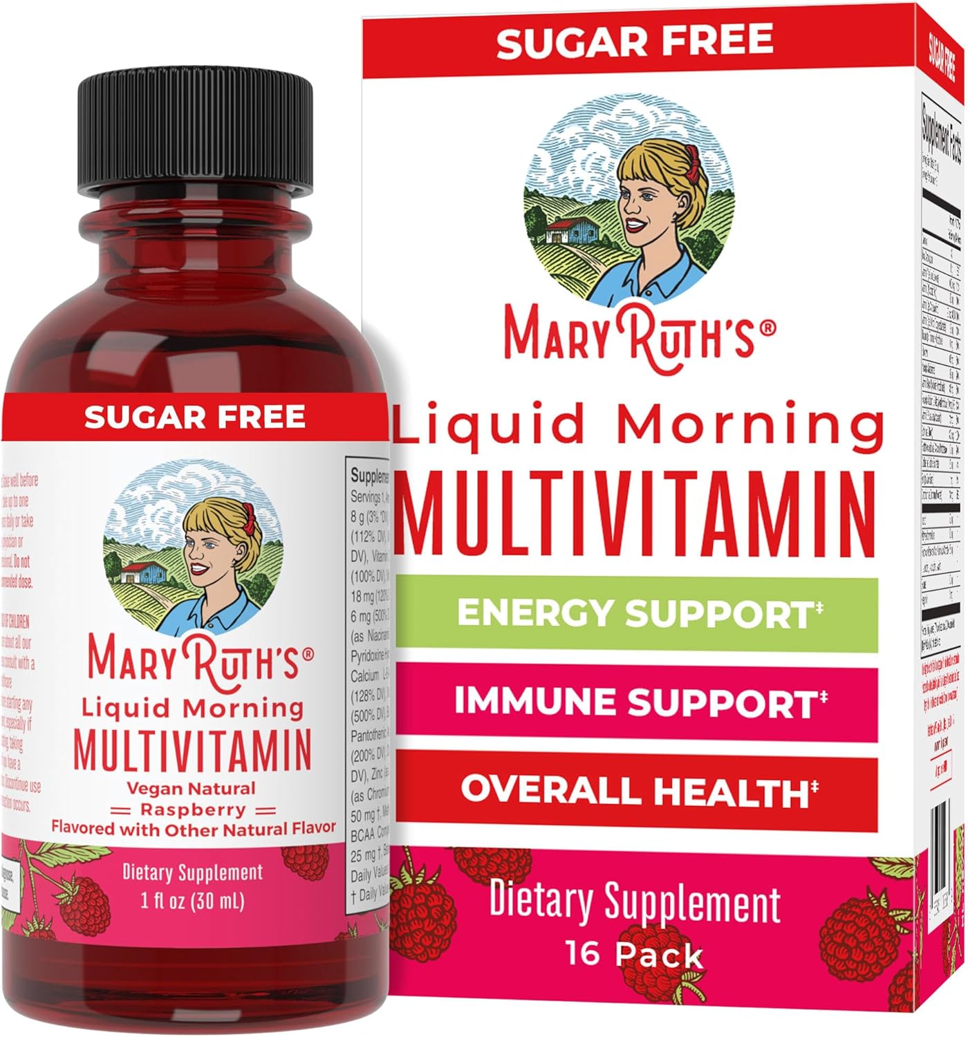 MaryRuth's, Liquid Morning Multivitamin Travel Pack, Raspberry, 16 Bottles, 1 fl oz (30 ml) Each