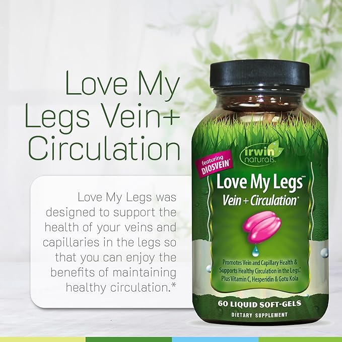 Irwin Naturals Love My Legs - 60 Liquid Softgels - Supports Health of Leg Veins, Capillaries & Circulation