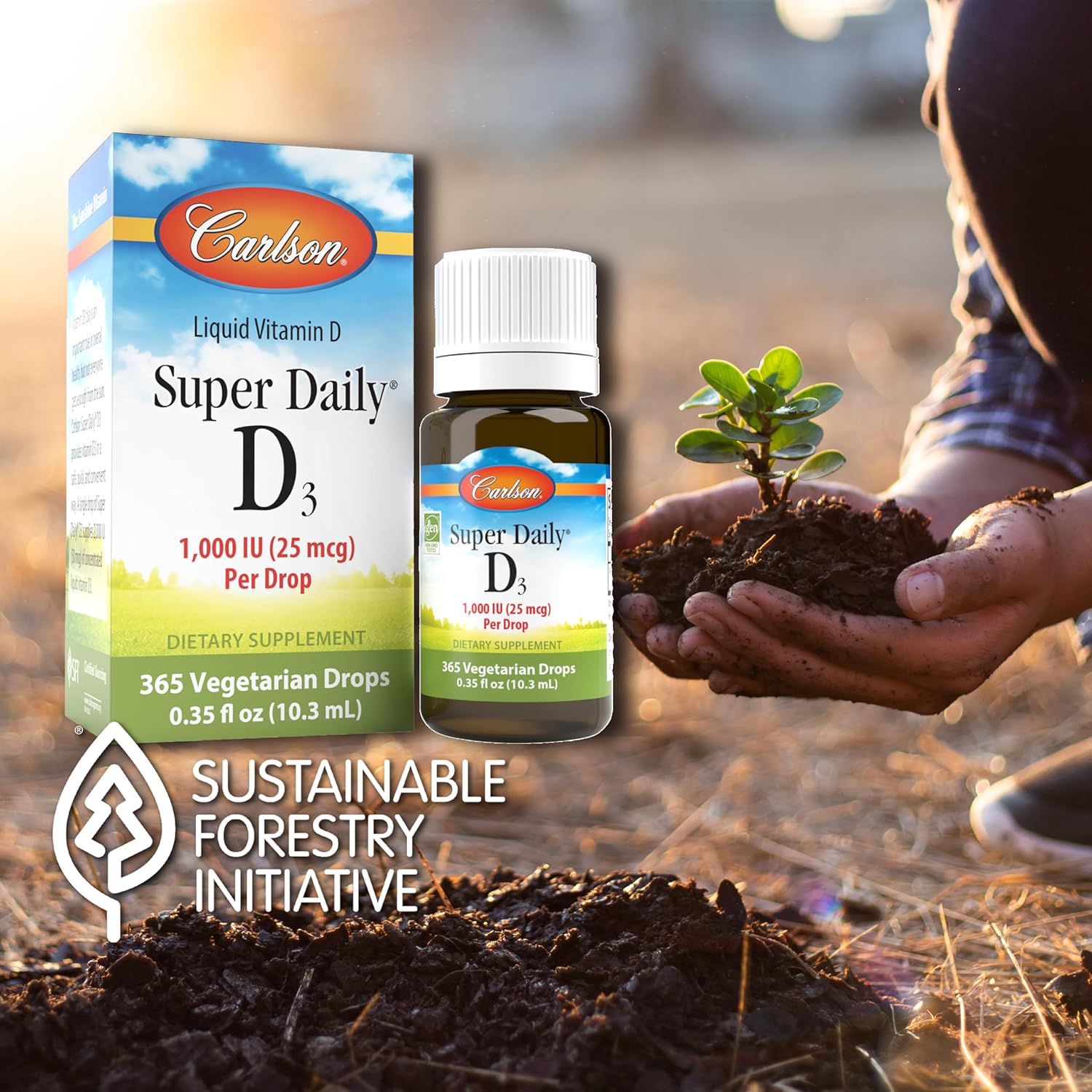 Carlson, Super Daily® D3, 25 mcg (1,000 IU), 0.35 fl oz (10.3 ml)