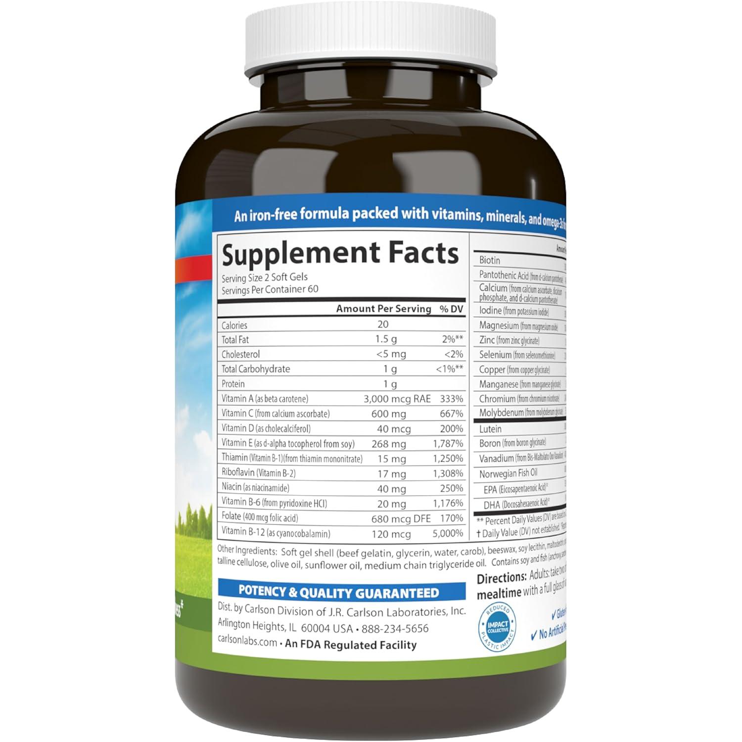 Carlson Super 2 Daily Vitamins and Minerals - 120 Softgels