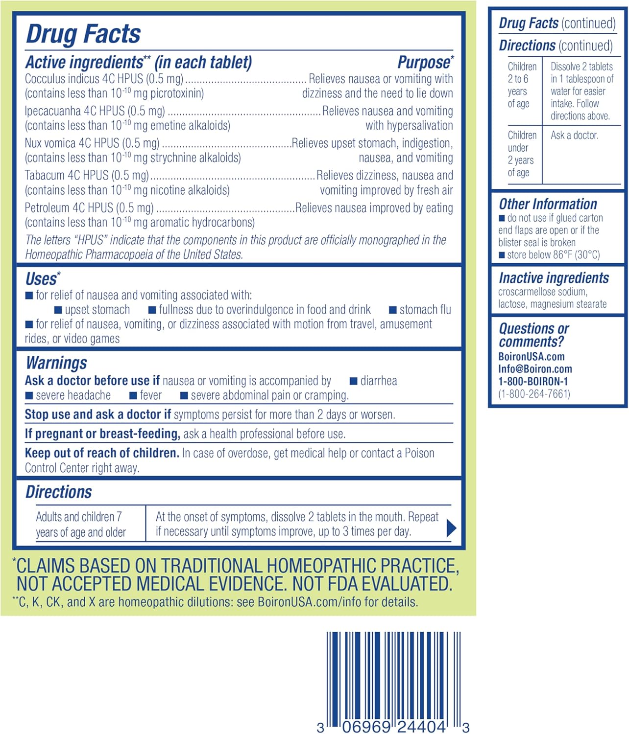 Boiron Non-Drowsy Nausea Relief - 60 Count