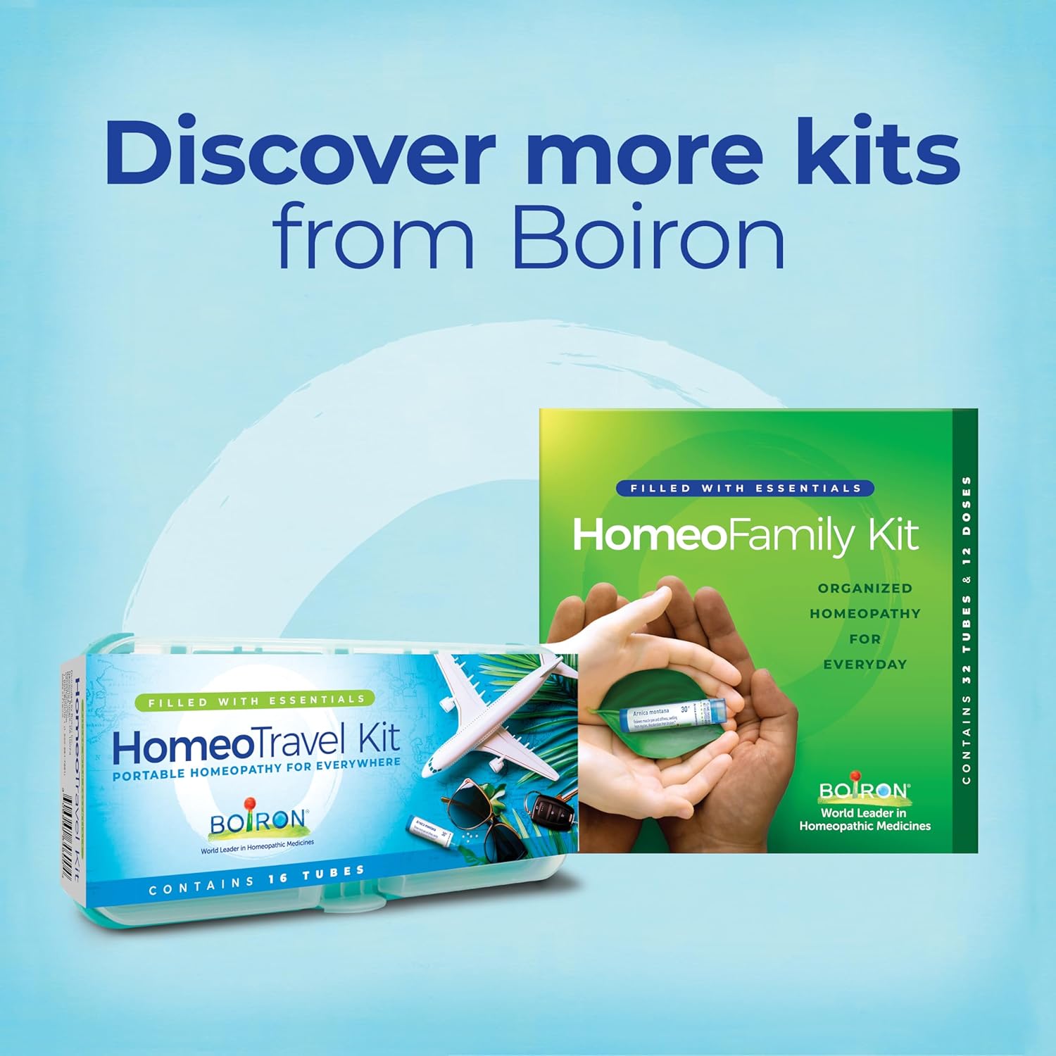 Boiron Homeotravel Travel First Aid Kit with Homeopathic Medicines - Filled Case (16 Tubes)