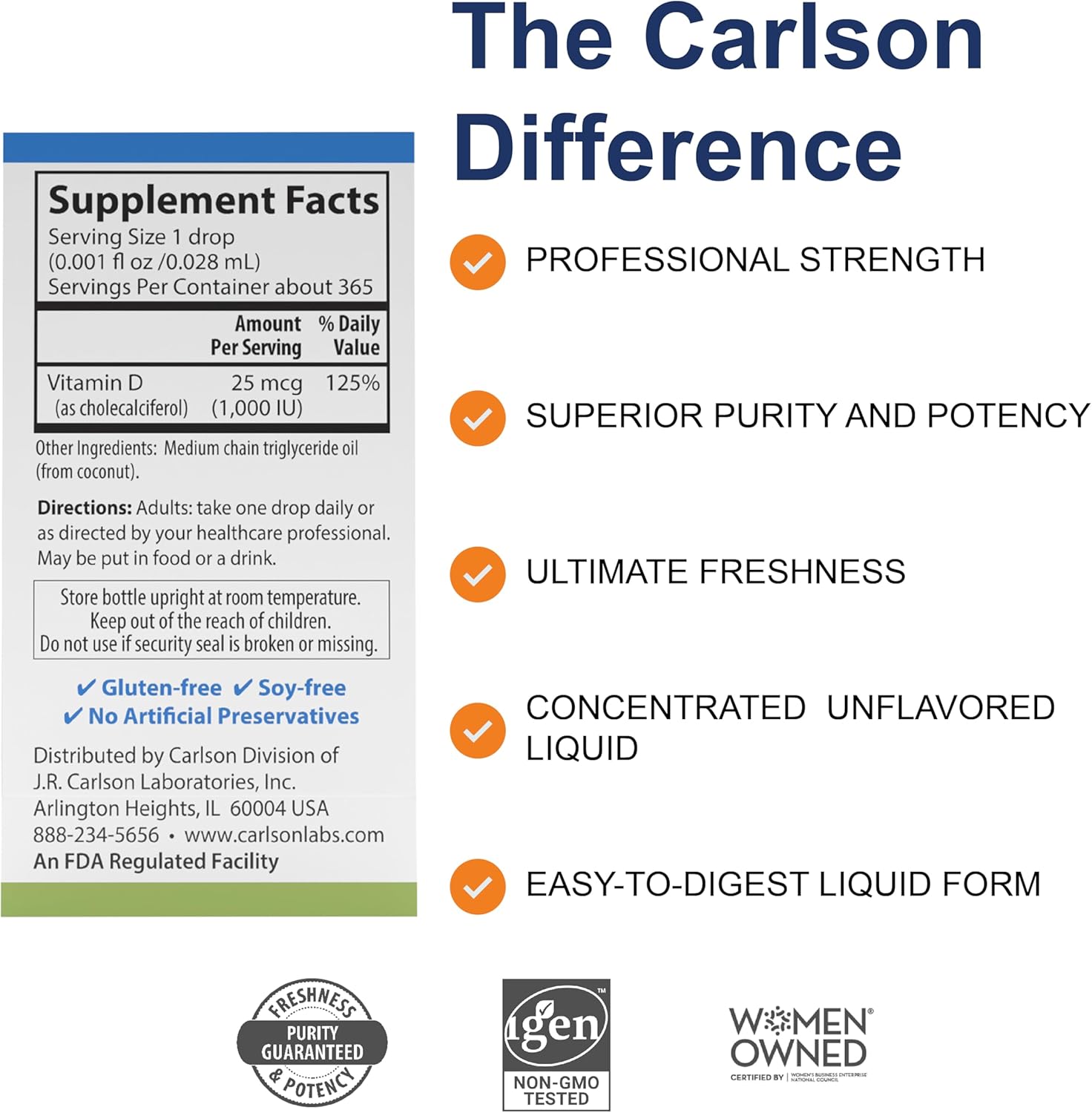 Carlson, Super Daily® D3, 25 mcg (1,000 IU), 0.35 fl oz (10.3 ml)