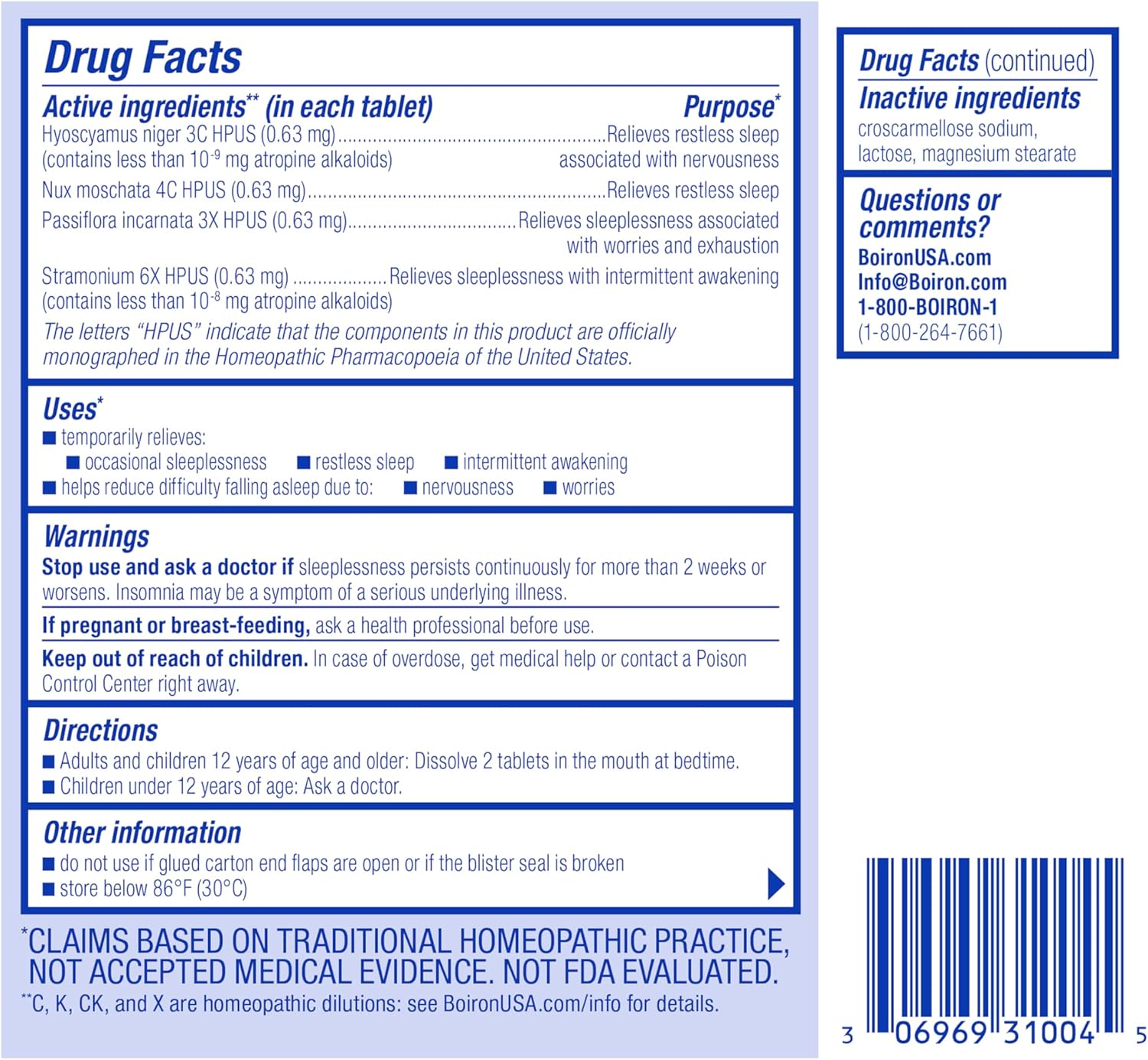 SleepCalm by Boiron Homeopathic Medicine For Sleep Relief - 60 Tablet