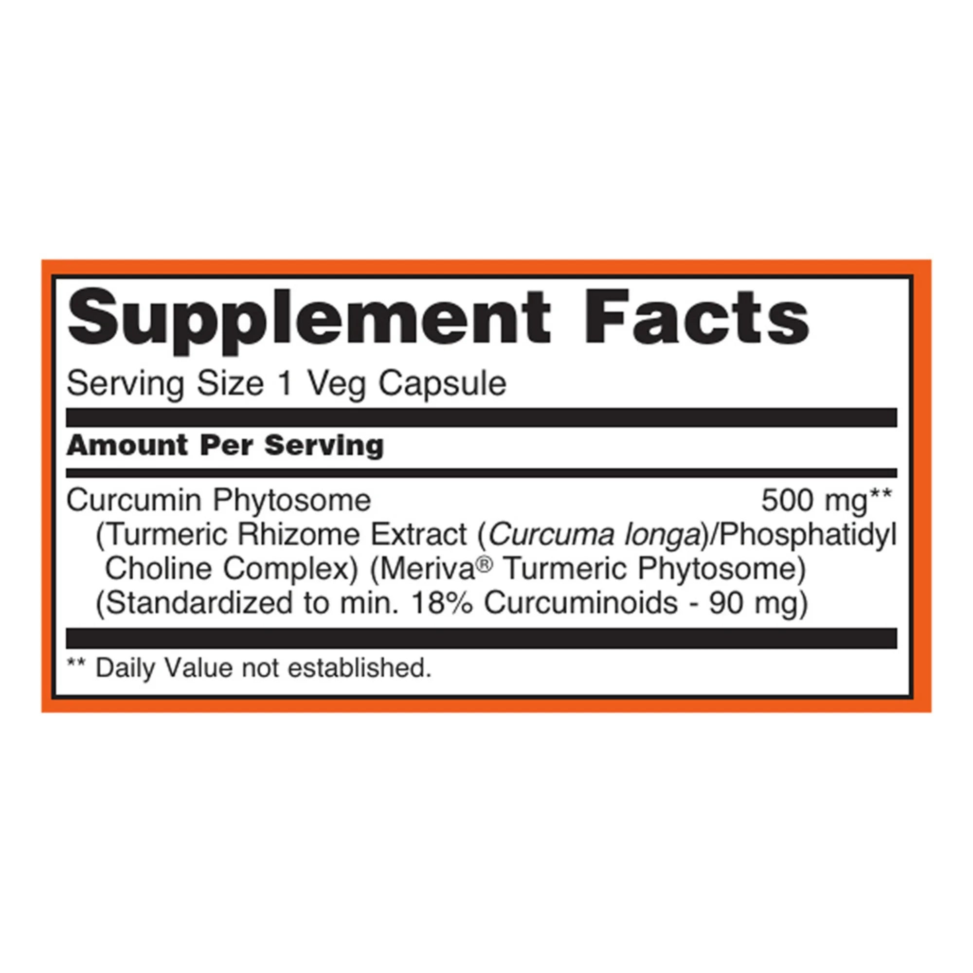 NOW Foods, Turmeric Curcumin Phytosome With Meriva, 500 mg, 60 Veg Capsules