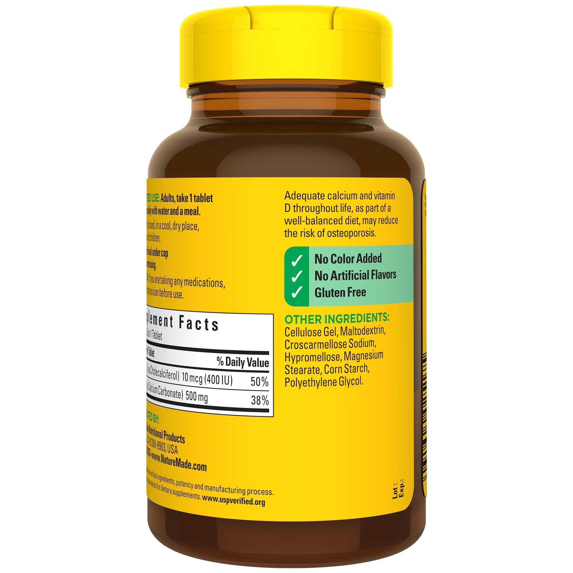 Nature Made Calcium 500 mg, with Vitamin D3 for Immune Support, Tablets, 130 Count helps support Bone Strength
