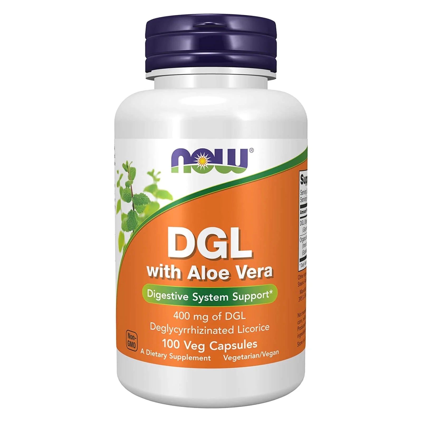 NOW Foods, DGL with Aloe Vera, 400 mg, 100 Veg Capsules