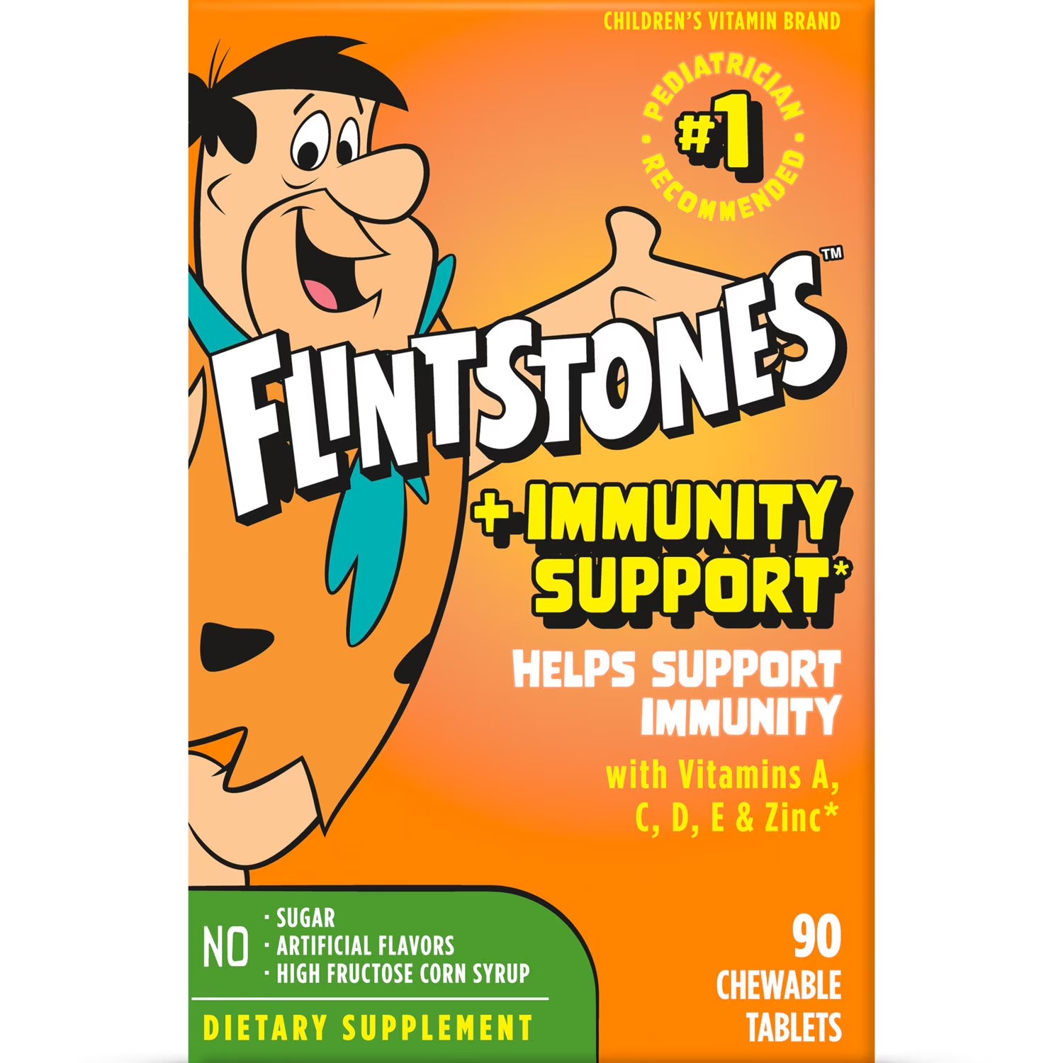 Flintstones Chewable Multivitamin + Immune Support, Vitamin C, Zinc for Kids, 90 Count