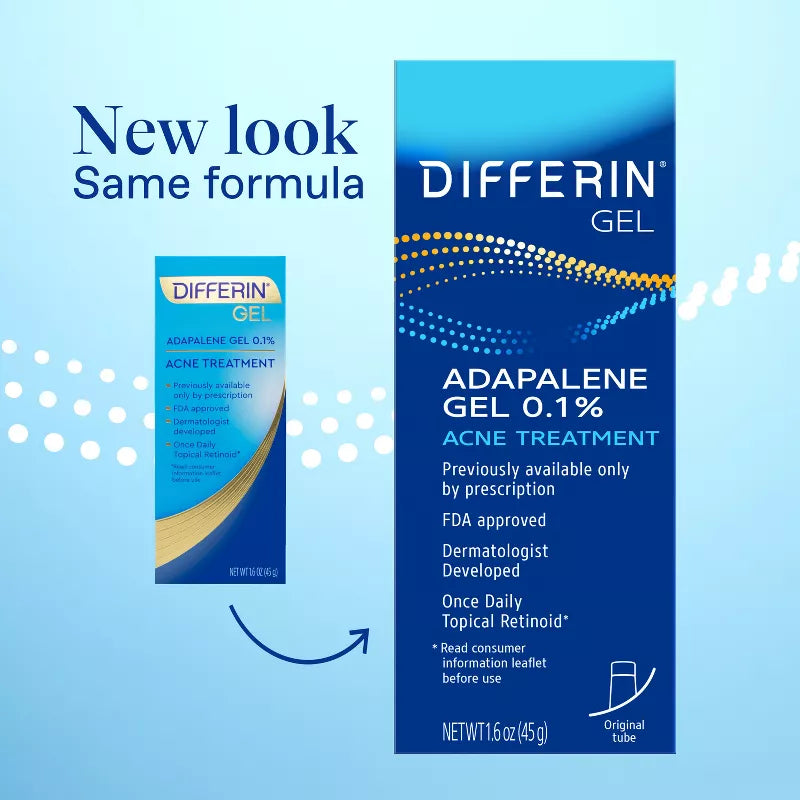 Differin Acne Retinoid Treatment Gel Adapalene 0.1% 1.6 oz (45g) Tube