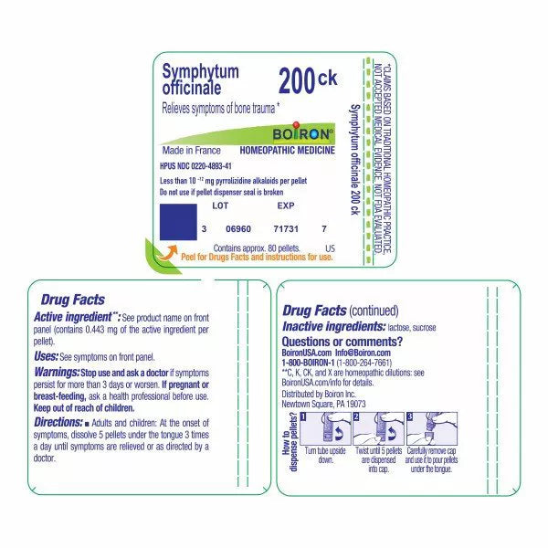 Symphytum Officinale 200CK by Boiron Homeopathic Single Medicine For Pain - 80 Pellet