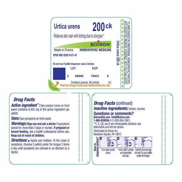 Urtica Urens 200CK by Boiron Homeopathic Single Medicine For First Aid - 80 Pellet