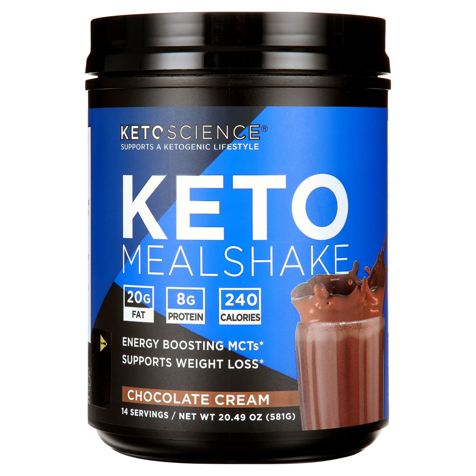 Keto Science Keto Shake Powder – Chocolate Meal Replacement with MCT Oil, Collagen, Protein – Keto Diet Supplement for Weight Loss – 14 Servings