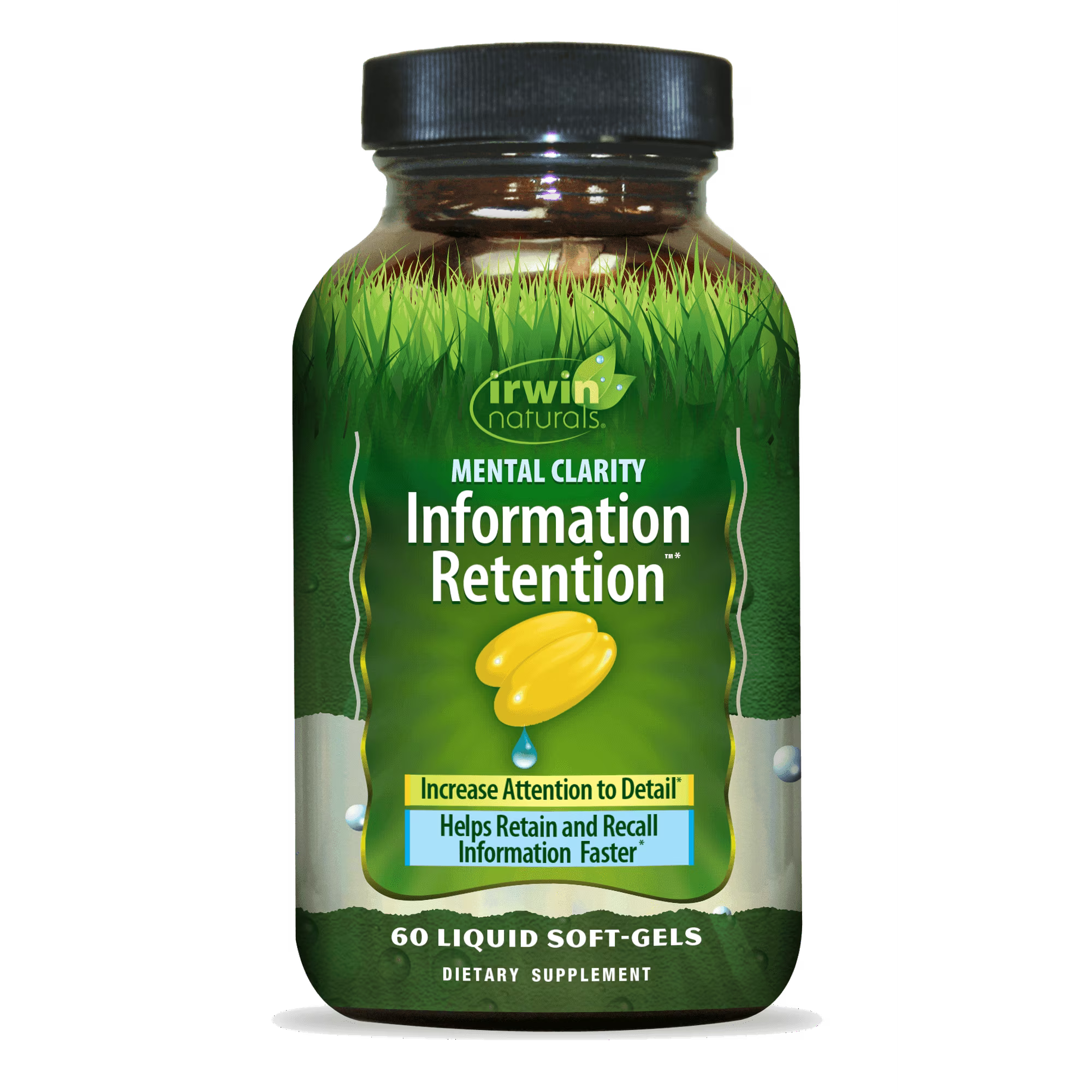 Irwin Naturals Mental Clarity Information Retention - 60 Liquid Soft-Gels - Helps Increase Attention to Detail & Retain and Recall Information Faster - 30 Total Servings