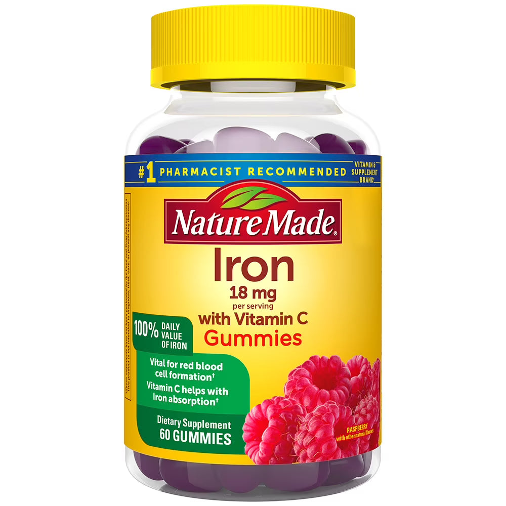 Nature Made Iron 18 mg Per Serving with Vitamin C Gummies, Dietary Supplement, 60 Count