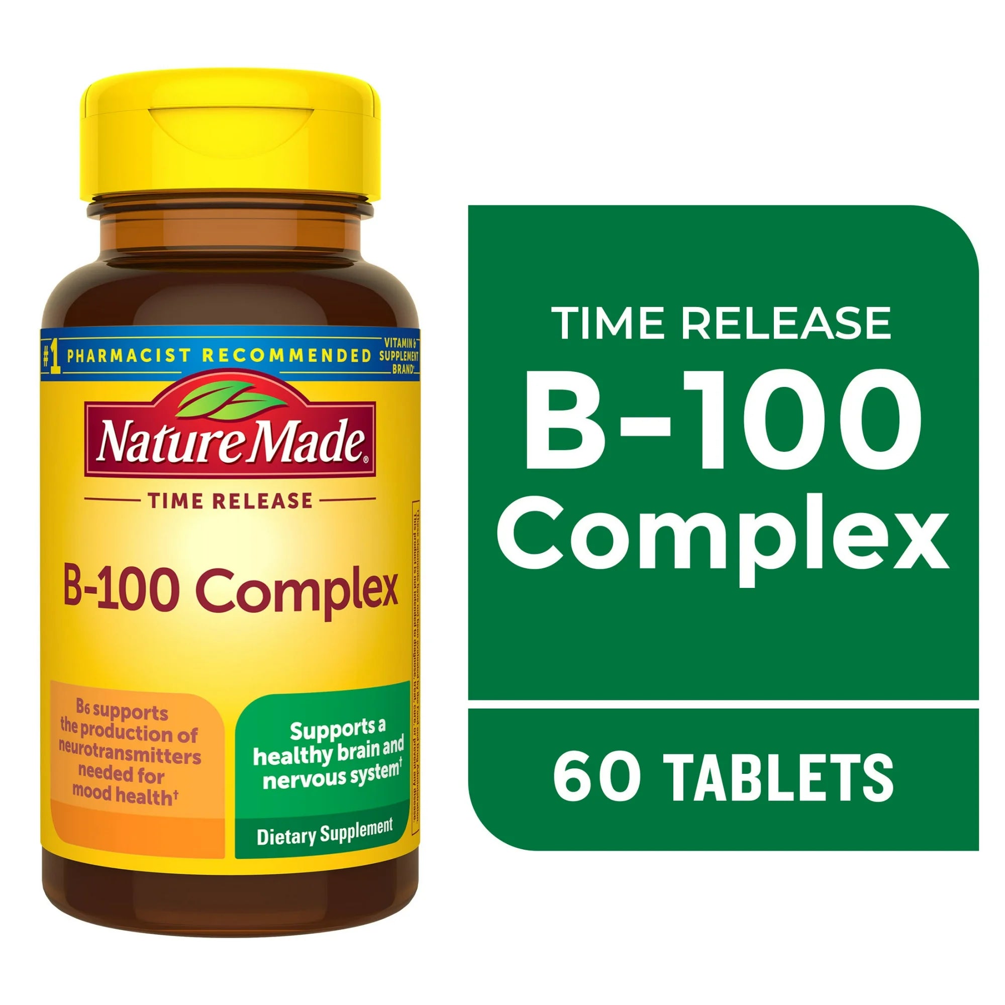 Nature Made Time Release B-100 B Complex Tablets, Dietary Supplement, 60 Count