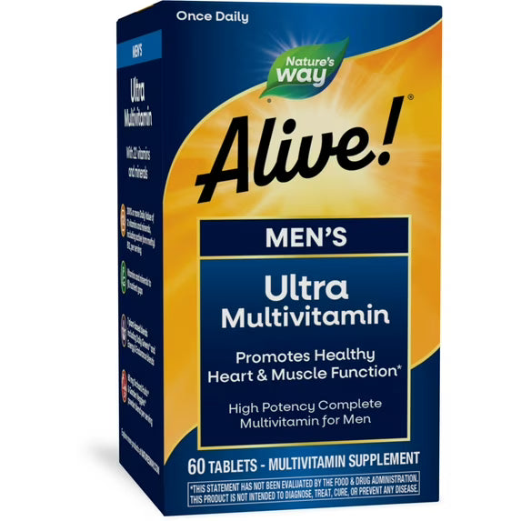 Nature’s Way Alive! Men’s Ultra Potency Complete Multivitamin, B-Vitamins, 60 Tablets