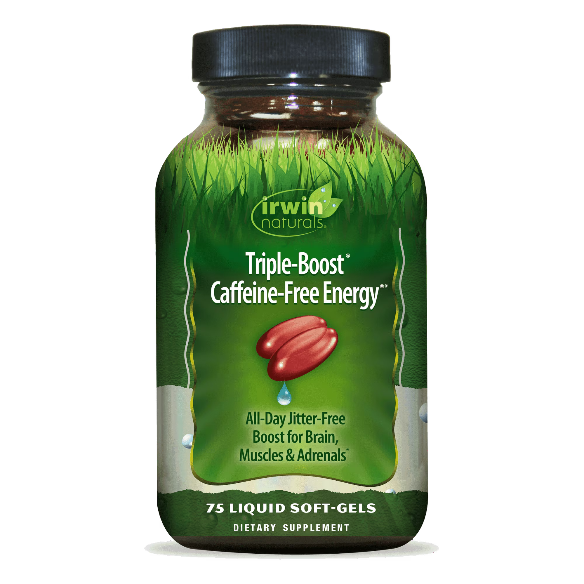 Irwin Naturals Triple-Boost Caffeine-Free Energy - Lasting, Jitter-Free Focus - Brain Boosting Nootropic - 75 Liquid Softgels