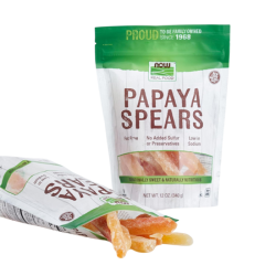 NOW Foods, Papaya Spears, No Preservatives or Added Sulfur, Fat-Free and Low-Sodium, 12-Ounce (Packaging May Vary)