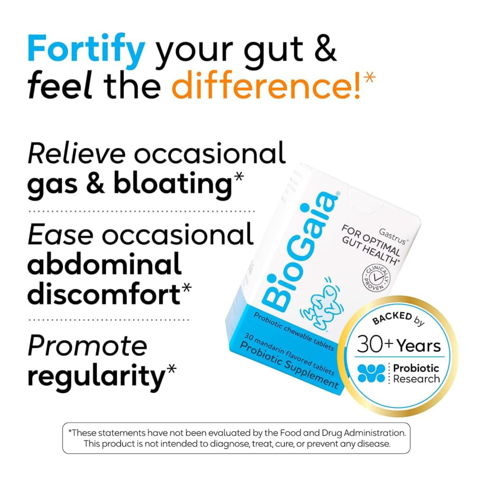 BioGaia, Gastrus For Optimal Gut Health, Mandarin, 30 Tablets